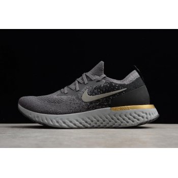Nike Epic React Flyknit Grey Black-Gold Running Shoes AQ0067-009 Shoes